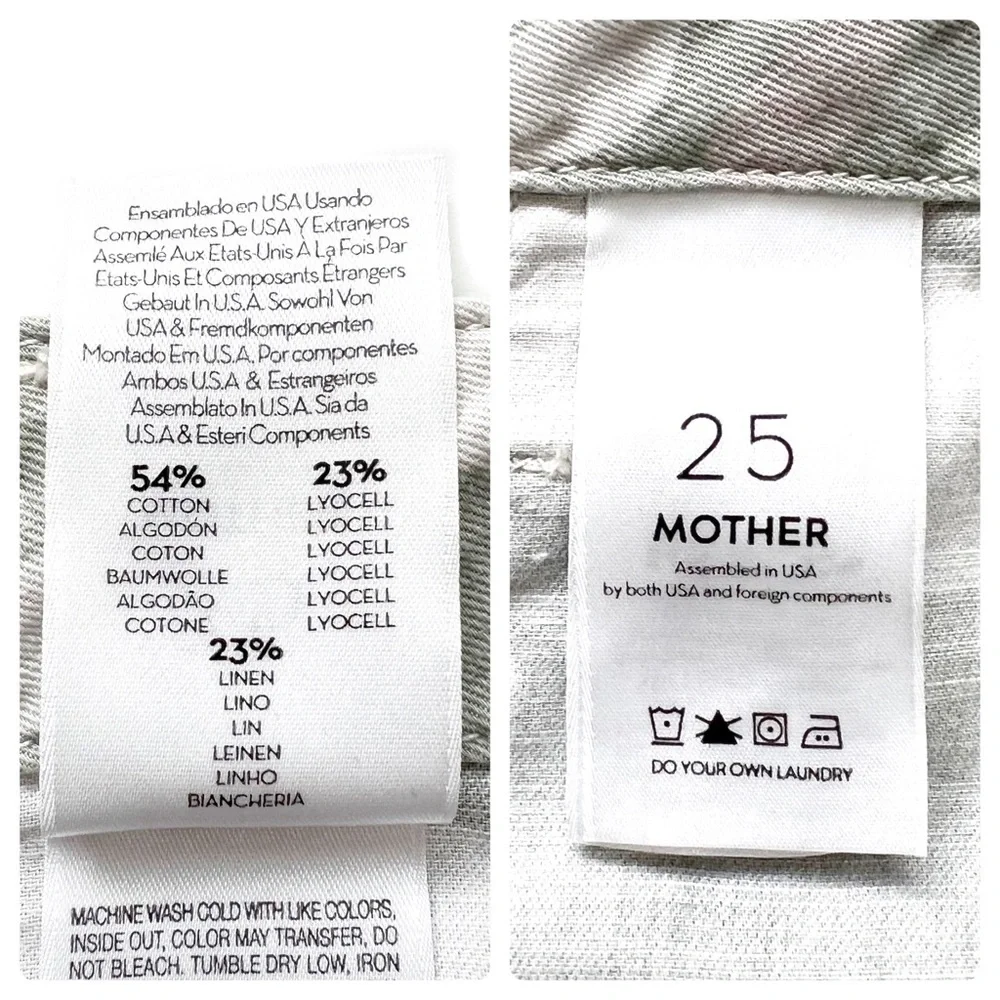 MOTHER THE SHAKER CHOP CROP FRAY Linen Blend Desert Print Camo Jeans Pan… - Picture 13 of 16